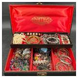 Vntg Jewelry Box Full of Assorted Fashion Jewelry