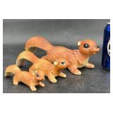 Set of 3 MCM Wall Tree Climbing Ceramic Squirrels