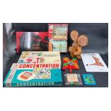 Vntg Board Games & Handmade Wooden Mouse Puzzle+