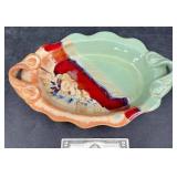 Handcrafted Glazed Art Pottery Dish w Handles