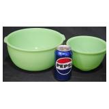 2 Jadeite Uranium Glass Mixing Bowls- Small, Med