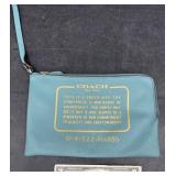Teal Coach Wristlet ClutchCosmetic Pouch