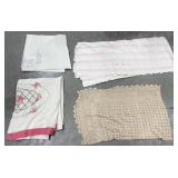 4 Vintage Embroidered & Lace Bedspreads