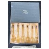 Set of 6 Antique W.B. Taylor Horn Spoons in Box