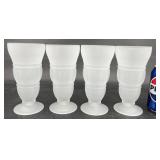 4 Vntg Frosted Indiana Glass Ice Cream Soda