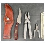 Schrade Old TimerKnife w Sheath & 2 Multi-Tools