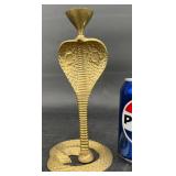 Brass Coiled Cobra Snake Candleholder