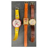 3 Vntg Disney Theme Watches- Mickey, Pinocchio