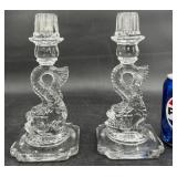 Pair Art Glass Koi Candlesticks