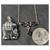 Sterling Silver Necklace & Vntg Elephant Pendant