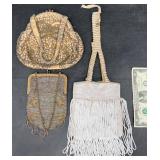 3 Vntg Purses-French Beaded, Walborg Belgium+