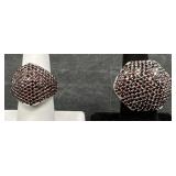 2 Sterling Silver Garnet ClusterDomeRings Sz 7