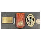 Vintage Belt Buckle & 2 Money Clips