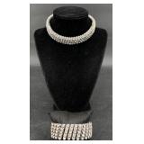 Vntg Hirflex Stretch Rhinestone Necklace, Bracelet