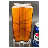 Amber Sculptural Art Glass Vase