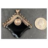 Black Onyx & Silver Pendant