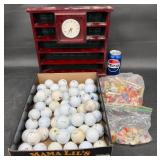 Golf Ball Display Cabinet, Golf Balls, Tees +