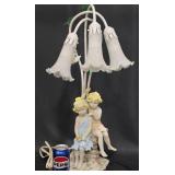 Vintage Boy & Girl Figural Table Lamp Works