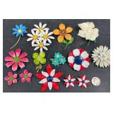 Enamel Flower Brooches & Earrings