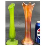 2 Swung  Art Glass Vases - Westmoreland Satin +