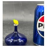 Cobalt Blue Glass Perfume Bottle w Lemon Stopper