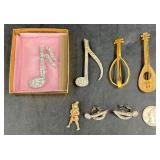 Music-Inspired Brooches Pins & Earrings