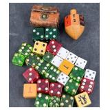 Vntg Game Pieces ï¿½ Dice,ï¿½Put & Take Spinning Top