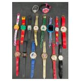 16 Assorted Novelty Watches - Cinderella, Minions+