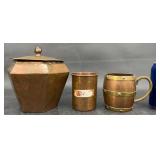 Vntg Copper & Brass Lot - Canister, Mug, Saga Cup