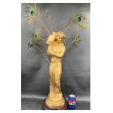 Vintage Holland Mold Roman Woman Statue, Feathers