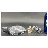 3 Carved Animal Figures-Elephant, Turtle, Squirrel