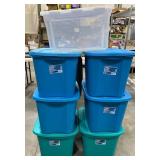 7 Plastic Storage Totes Bins w Lids