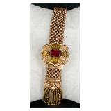 Mesh Slide Bracelet w Stone & Tassel