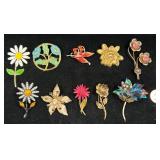 10 Vintage Floral Fashion Pins