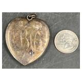 Antique Sterling Silver Heart Locket w Engraving