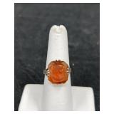 Sterling Silver Ring w Carnelian Intaglio Sz 6.5