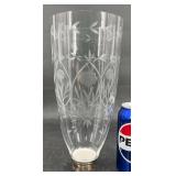 Etched Glass Vase w Sterling Base