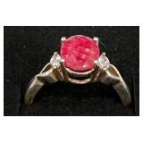 Sterling Silver Ruby Gemstone Ring Sz 7
