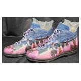 Wearable Art Leather Shoes w Artistic Design Sz 9M