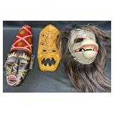 3 Ethnic African Tribal Masks Wall Decor
