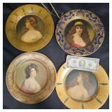4 Antique Vienna Art Plates w Portrait Designs