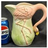 Vintage Ceramic Flamingo Pitcher Vase
