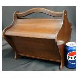 Vintage Wood Sewing Caddy Box w Contents