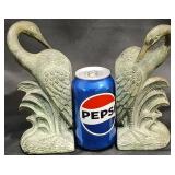 Pair Vintage Toyo Bronze Heron Bookends