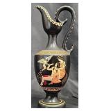 Greek Vase w Hand-Painted Aphrodite & Adonis