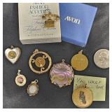 Vintage Gold Plated Pendants & Charms- Locket, Gem