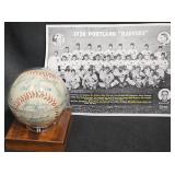 1958 Portland Beavers Signed Baseball w Photo