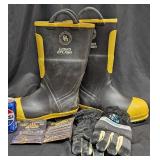 Black Diamond Firefighter Boots Sz 11 & Gloves