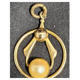 14K Gold-Filled Pendant w Pearl & Leaf Design