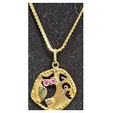 14K Gold Athenian Owl Pendant w Chain